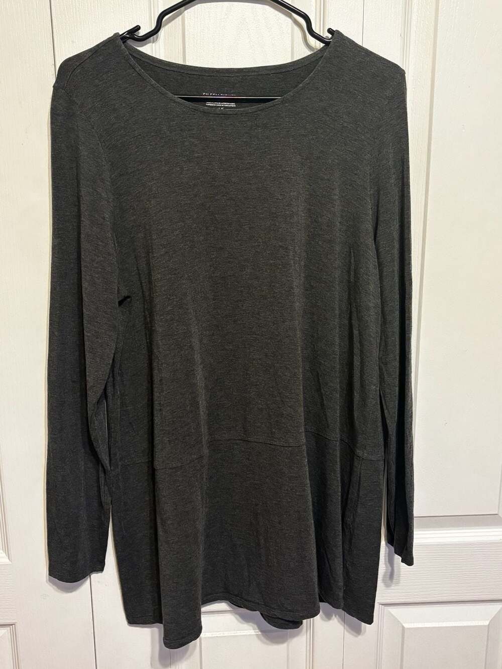 Eileen Fisher Women's Gray Tencel Lyocell Long Sleeve Tunic Top Size Large